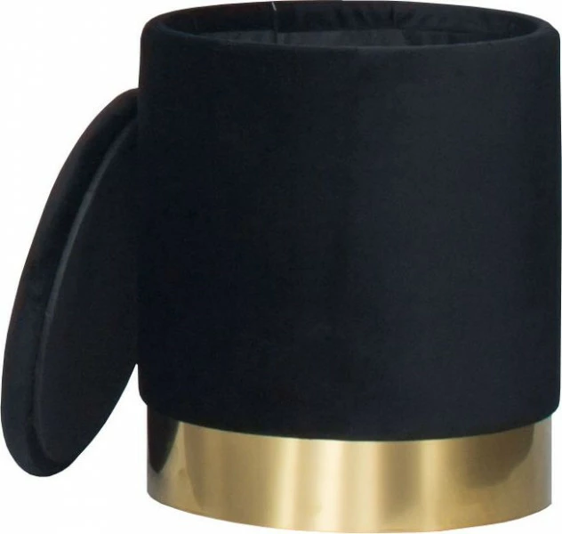 Mała pufa otwierany Altino 3 (czarna ze złotą listwą)