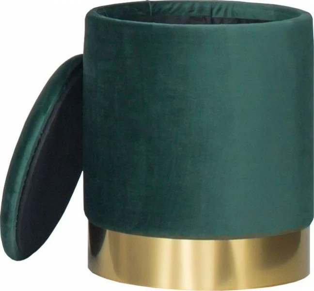 Mała pufa otwierany Altino 3 (zielona ze złotą listwą) 
