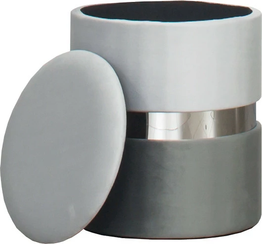 Pufa (duża) Altino ze srebrną ramką (szary jasny/szary ciemny)