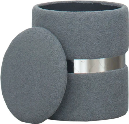 Pufa duża Altino szara ze srebrną ramką