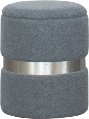 Pufa duża Altino szara ze srebrną ramką 