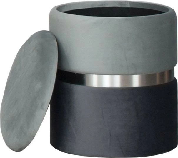 Puf (mały) Blanka 12 (szary ze srebrną listwą) 