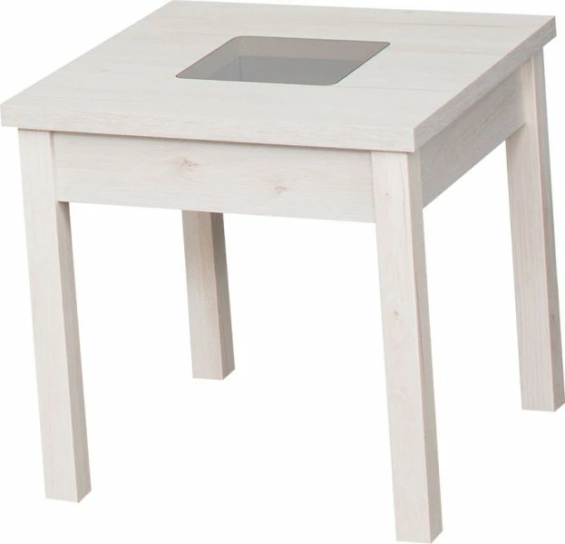 Stolik kwadratowy ze szkłem (dąb Soma perłowy)