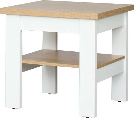 Stolik kwadratowy pełny z półką (dąb soma ciemny/biały) 