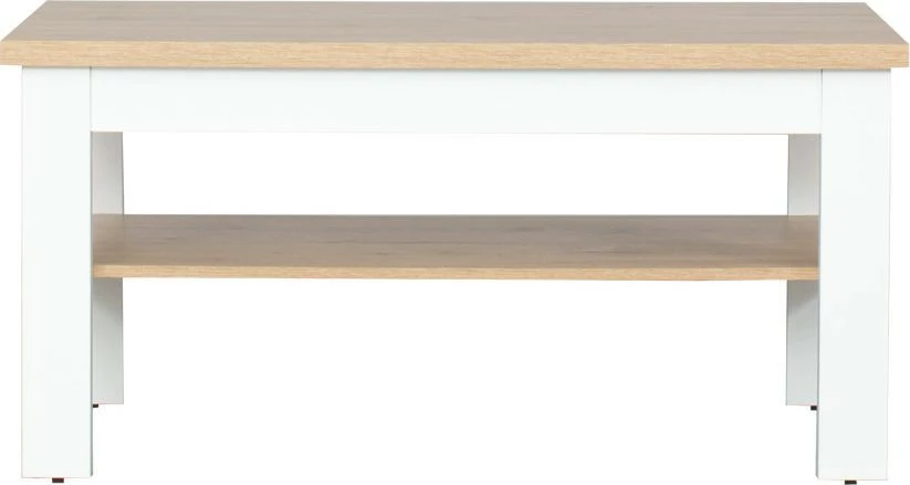 Stolik prostokątny pełny z półką (dąb soma ciemny/biały)