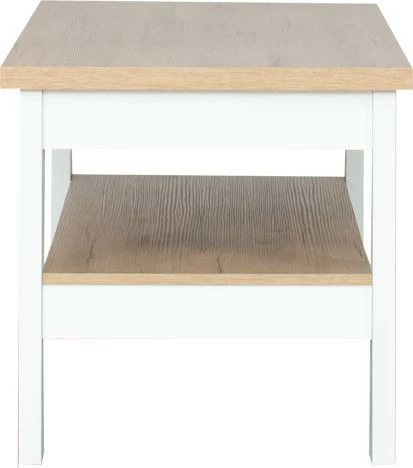 Stolik prostokątny pełny z półką (dąb soma ciemny/biały)