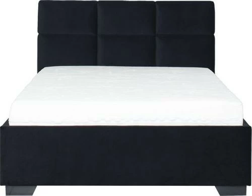 Łóżko tapicerowane 120 Sawona (plusz czarny) ze stelażem i pojemnikiem