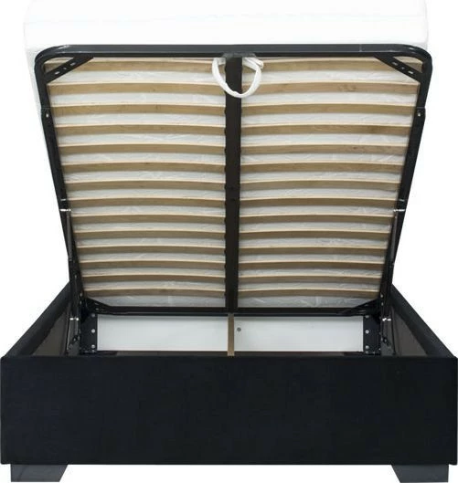 Łóżko tapicerowane 120 Sawona (plusz czarny) ze stelażem i pojemnikiem