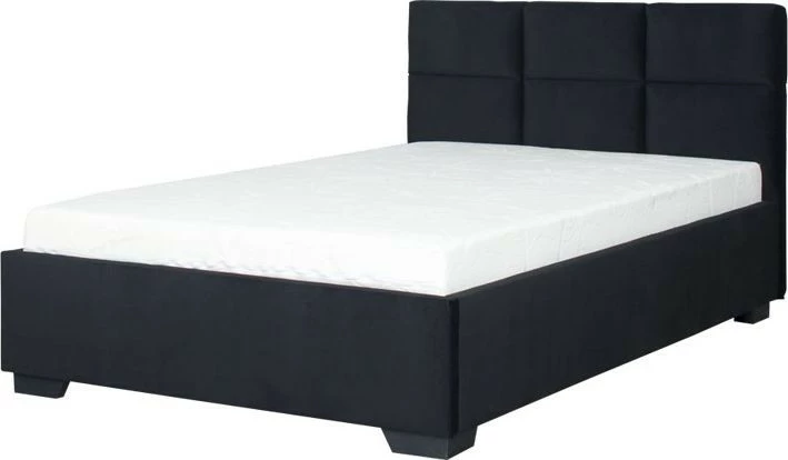 Łóżko tapicerowane 120 Sawona (plusz czarny) ze stelażem i pojemnikiem