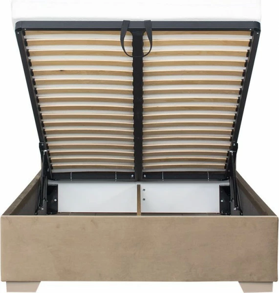 Łóżko tapicerowane 120 Sawona (plusz brąz) ze stelażem i pojemnikiem