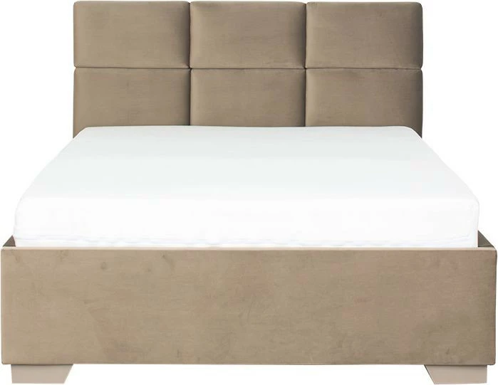 Łóżko tapicerowane 120 Sawona (plusz brąz) ze stelażem i pojemnikiem