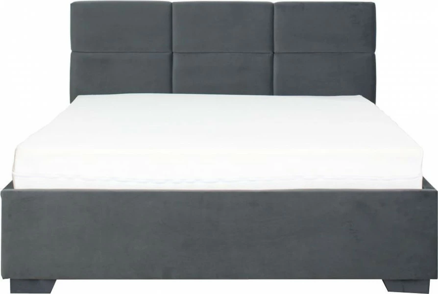 Łóżko tapicerowane 120 Sawona (plusz grafit) ze stelażem i pojemnikiem