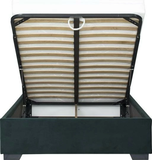 Łóżko tapicerowane 120 Sawona (plusz zielony) ze stelażem i pojemnikiem