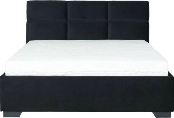 Łóżko tapicerowane 140 Sawona (plusz czarny) ze stelażem i pojemnikiem