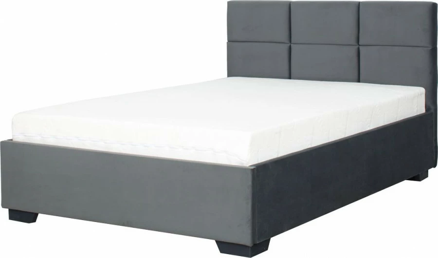 Łóżko tapicerowane 140 Sawona (plusz grafit) ze stelażem i pojemnikiem
