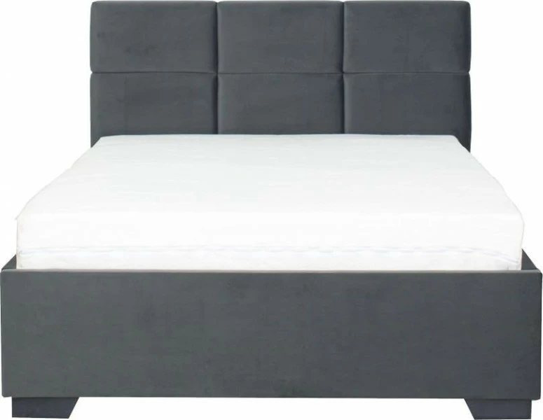 Łóżko tapicerowane 140 Sawona (plusz grafit) ze stelażem i pojemnikiem
