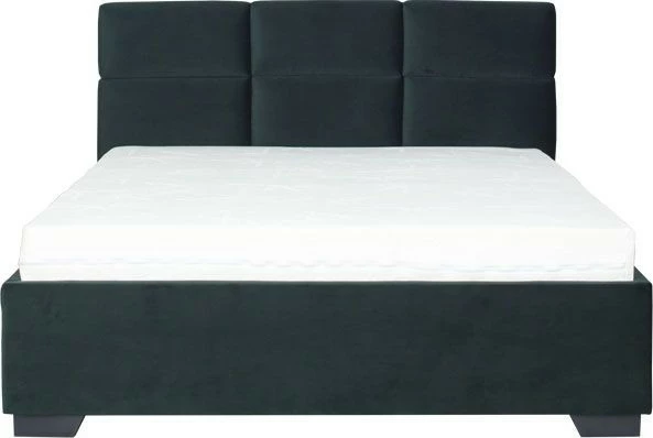 Łóżko tapicerowane 140 Sawona (plusz zielony) ze stelażem i pojemnikiem