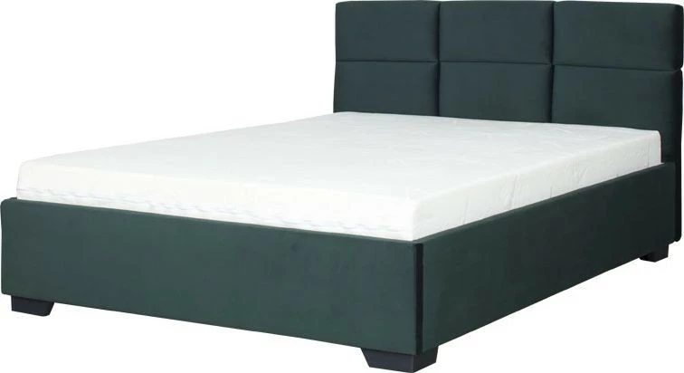 Łóżko tapicerowane 140 Sawona (plusz zielony) ze stelażem i pojemnikiem