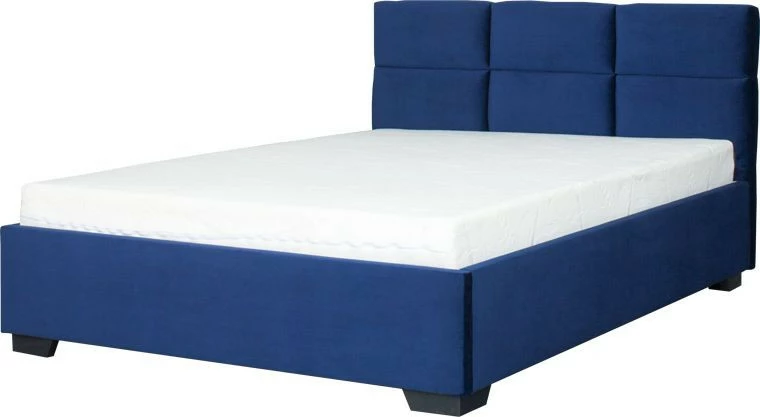 Łóżko tapicerowane 140 Sawona (plusz granat) ze stelażem i pojemnikiem