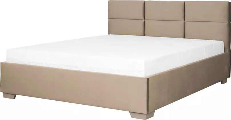 Łóżko tapicerowane 160 Sawona (plusz brąz) ze stelażem i pojemnikiem