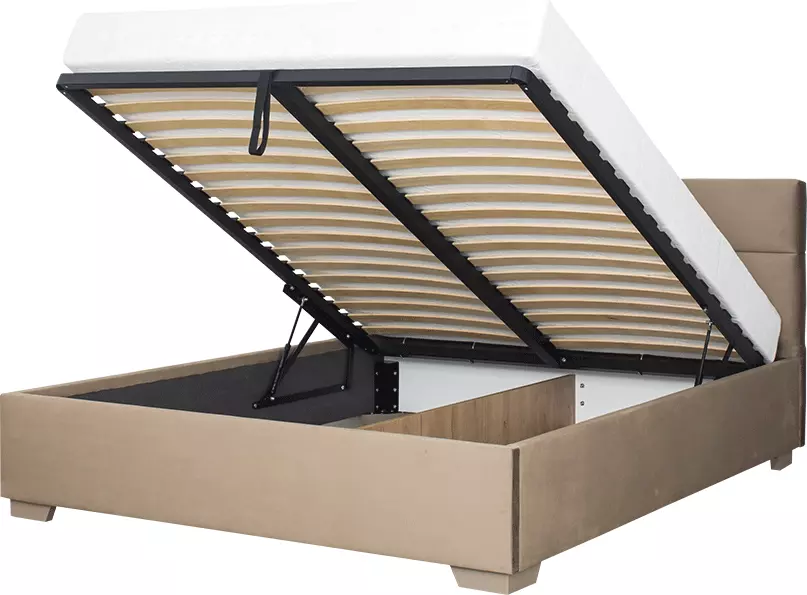 Łóżko tapicerowane 160 Sawona (plusz brąz) ze stelażem i pojemnikiem