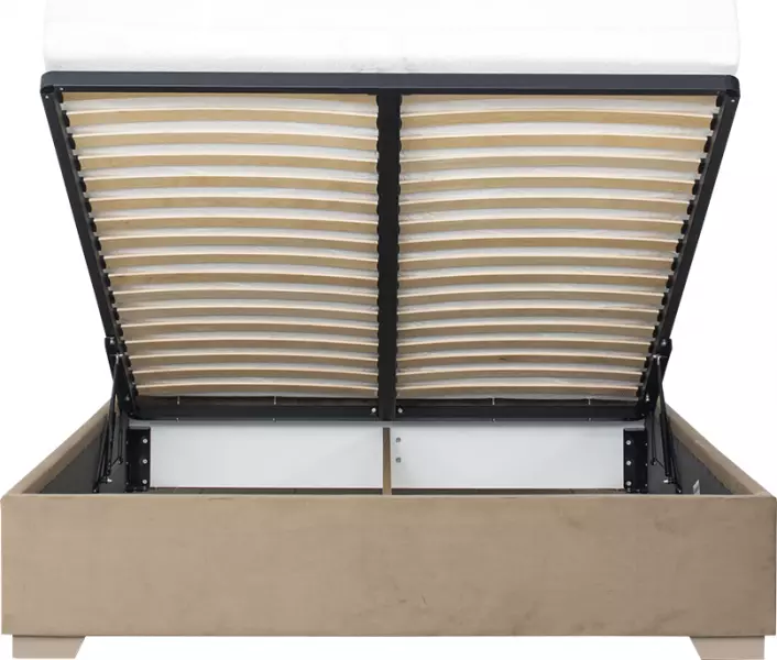 Łóżko tapicerowane 160 Sawona (plusz brąz) ze stelażem i pojemnikiem