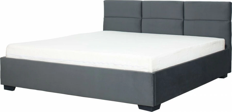 Łóżko tapicerowane 160 Sawona (plusz grafit) ze stelażem i pojemnikiem