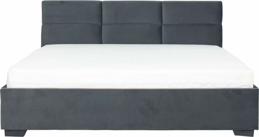 Łóżko tapicerowane 160 Sawona (plusz grafit) ze stelażem i pojemnikiem