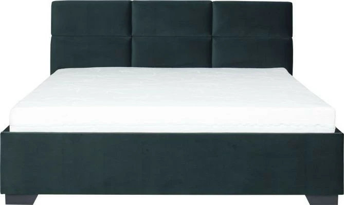 Łóżko tapicerowane 160 Sawona (plusz zielony) ze stelażem i pojemnikiem 