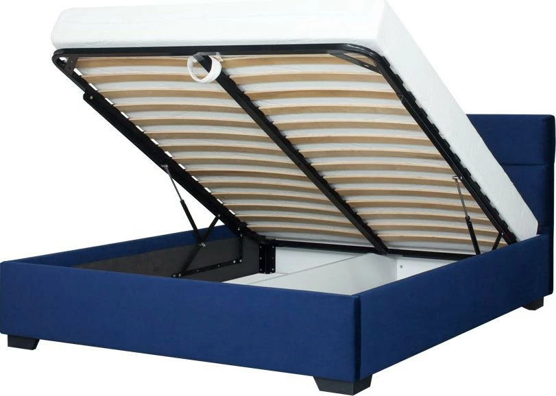 Łóżko tapicerowane 160 Sawona (plusz granat) ze stelażem i pojemnikiem