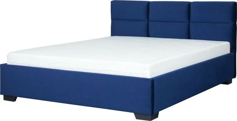 Łóżko tapicerowane 160 Sawona (plusz granat) ze stelażem i pojemnikiem 