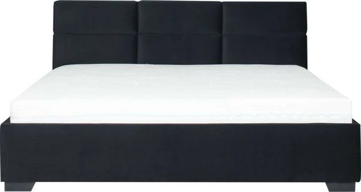 Łóżko tapicerowane 180 Sawona (plusz czarny) stelażem i pojemnikiem