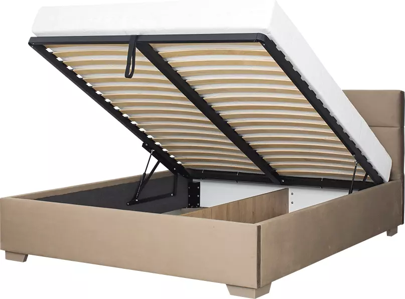 Łóżko tapicerowane 180 Sawona (plusz brąz) stelażem i pojemnikiem