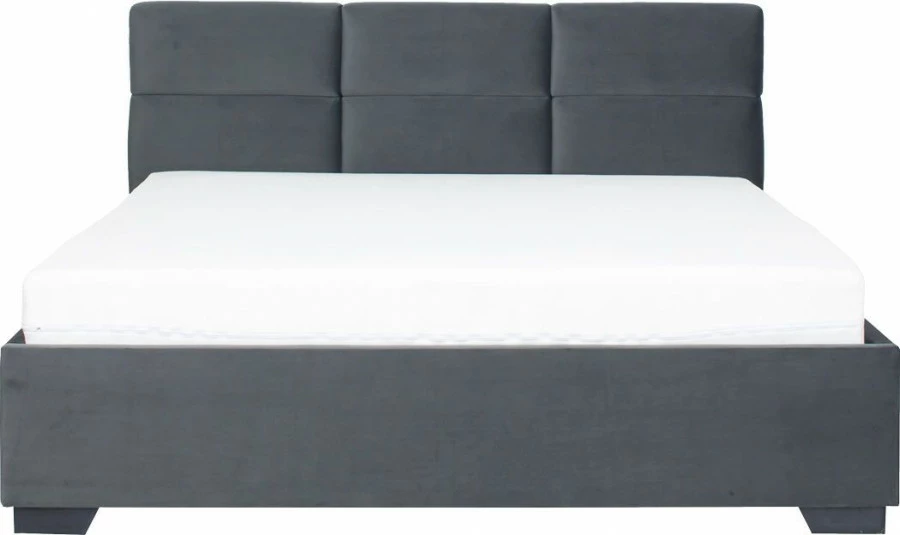 Łóżko tapicerowane 180 Sawona (plusz grafit) stelażem i pojemnikiem