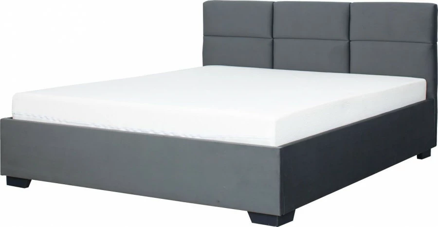 Łóżko tapicerowane 180 Sawona (plusz grafit) stelażem i pojemnikiem