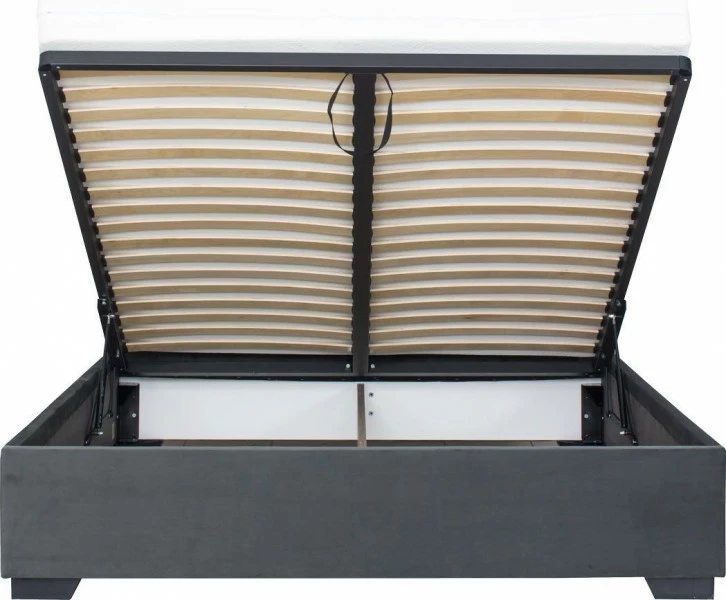 Łóżko tapicerowane 180 Sawona (plusz grafit) stelażem i pojemnikiem