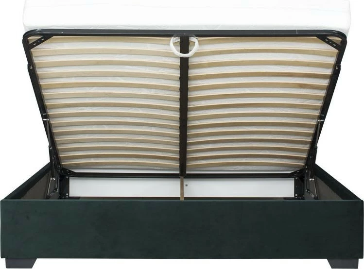 Łóżko tapicerowane 180 Sawona (plusz zielony) ze stelażem i pojemnikiem