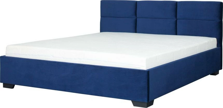 Łóżko tapicerowane 180 Sawona (plusz granat) stelażem i pojemnikiem