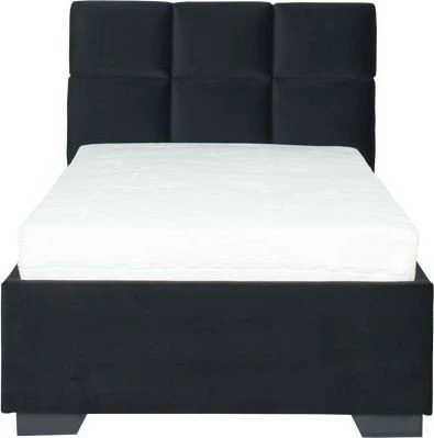 Łóżko tapicerowane 90 Sawona (plusz czarny) ze stelażem i pojemnikiem