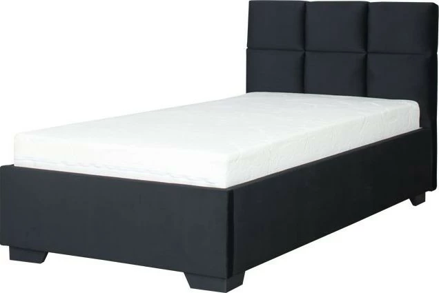 Łóżko tapicerowane 90 Sawona (plusz czarny) ze stelażem i pojemnikiem