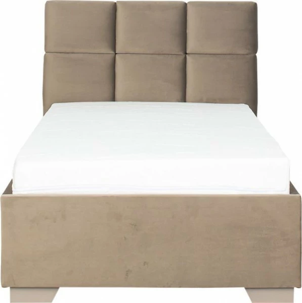 Łóżko tapicerowane 90 Sawona (plusz brąz) ze stelażem i pojemnikiem