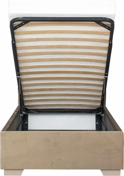 Łóżko tapicerowane 90 Sawona (plusz brąz) ze stelażem i pojemnikiem