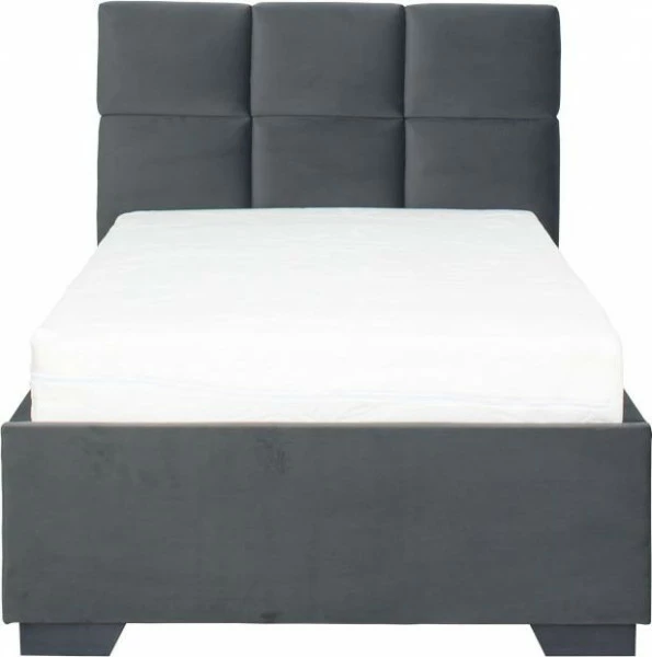 Łóżko tapicerowane 90 Sawona (plusz grafit) ze stelażem i pojemnikiem