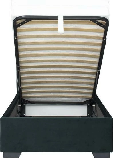 Łóżko tapicerowane 90 Sawona (plusz zielony) ze stelażem i pojemnikiem