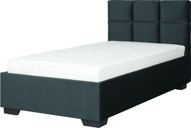 Łóżko tapicerowane 90 Sawona (plusz zielony) ze stelażem i pojemnikiem 