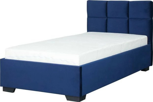 Łóżko tapicerowane 90 Sawona (plusz granat) ze stelażem i pojemnikiem