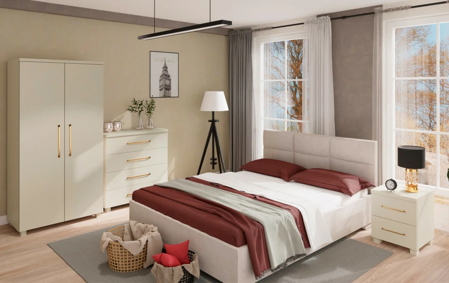 Szafa 2-drzwiowa z półkami i drążkiem Bari (kaszmir)