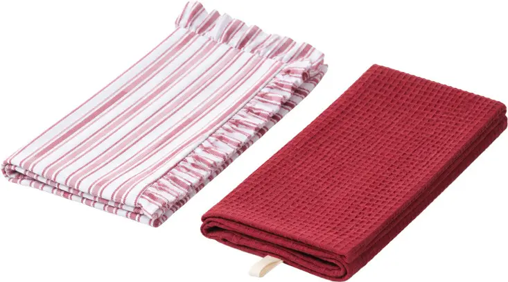 Zestaw 2szt. ściereczek kuchennych Lines 3 (czerwony/biały)