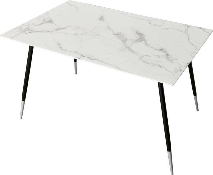 Stół z blatem ze szkła hartowanego Silvero (biały/czarno-srebrny)