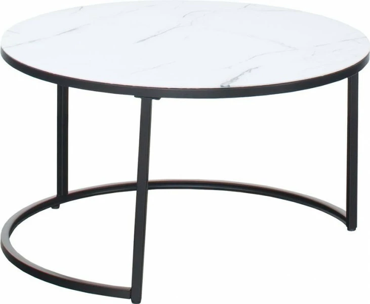 Stolik kawowy 80 cm Marbi 9 (biały-marmur)
